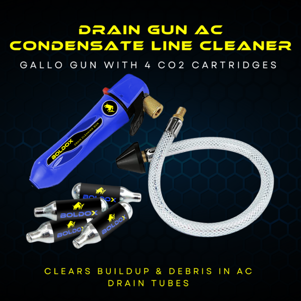 Boldox Drain Gun Blue featuring Hose & 4 CO2 cartridges