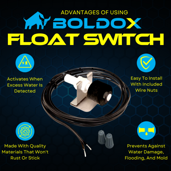 Infographic: AC Pan Float Switch Wire Nuts Included - BOLDOX Water Leak Detector for Condensate Drain Pans & Air Conditioner Drip Pan - HVAC Safety Switch Flood Water Sensor for AC Drain Pan - Wet Switch HVAC ToolAC Pan Float Switch Wire Nuts Included - BOLDOX Water Leak Detector for Condensate Drain Pans & Air Conditioner Drip Pan - HVAC Safety Switch Flood Water Sensor for AC Drain Pan - Wet Switch HVAC Tool