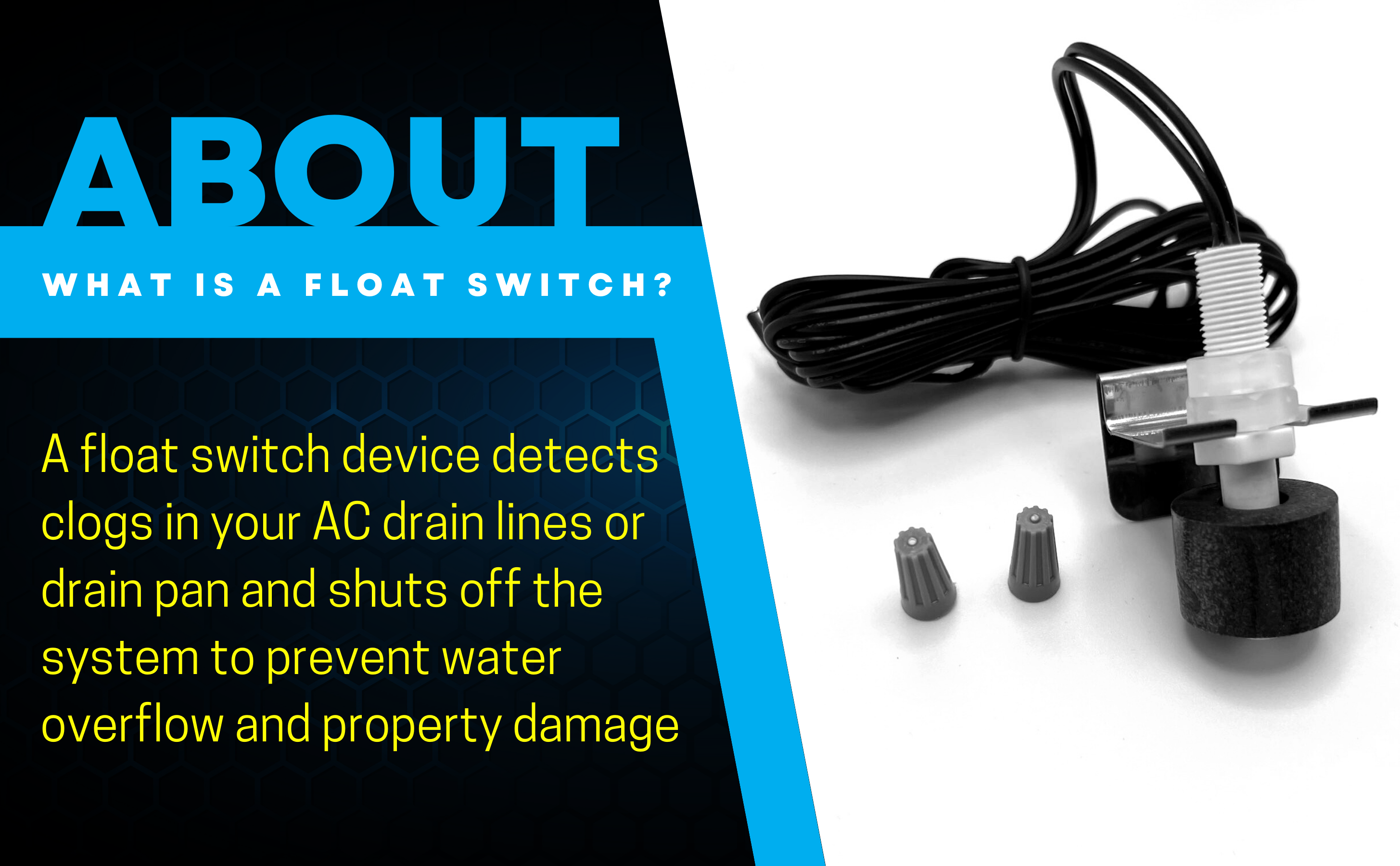 AC Pan Float Switch Wire Nuts Included BOLDOX Water Leak Detector for Condensate Drain Pans